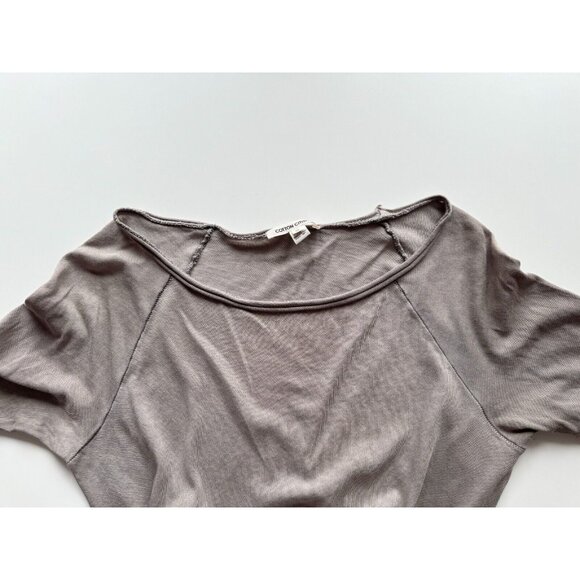 COTTON CITIZEN Vintage Taupe Grey Cotton Scoop Neck Raglan T-Shirt Top, Size S - Picture 8 of 12